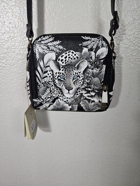 Anuschka Hand-Painted Leather Travel Organizer Cleopatra's Leopard
